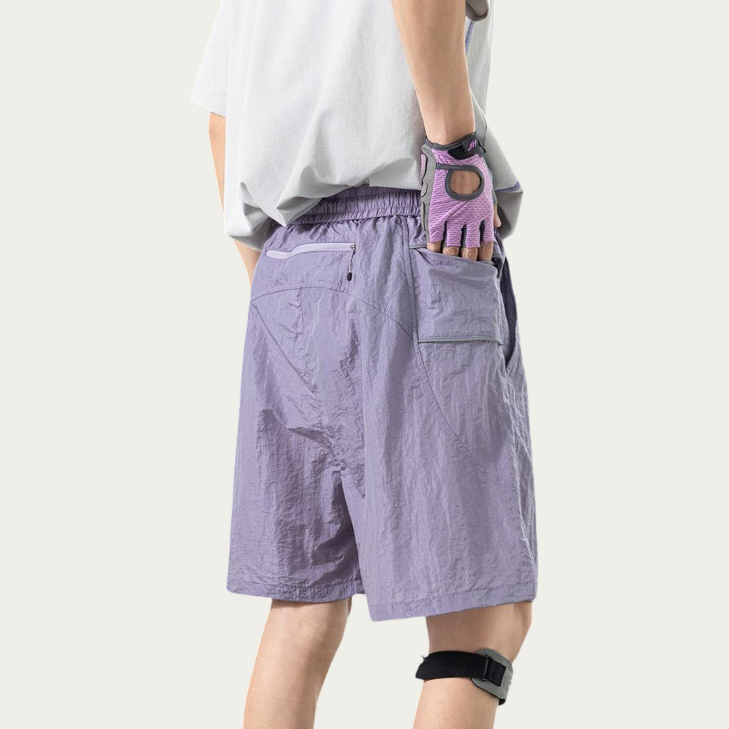 Anna-Kaci Men's Lightweight Athletic Shorts with Elastic Drawstring Waist Relaxed Fit Seam Detail Side Pocket