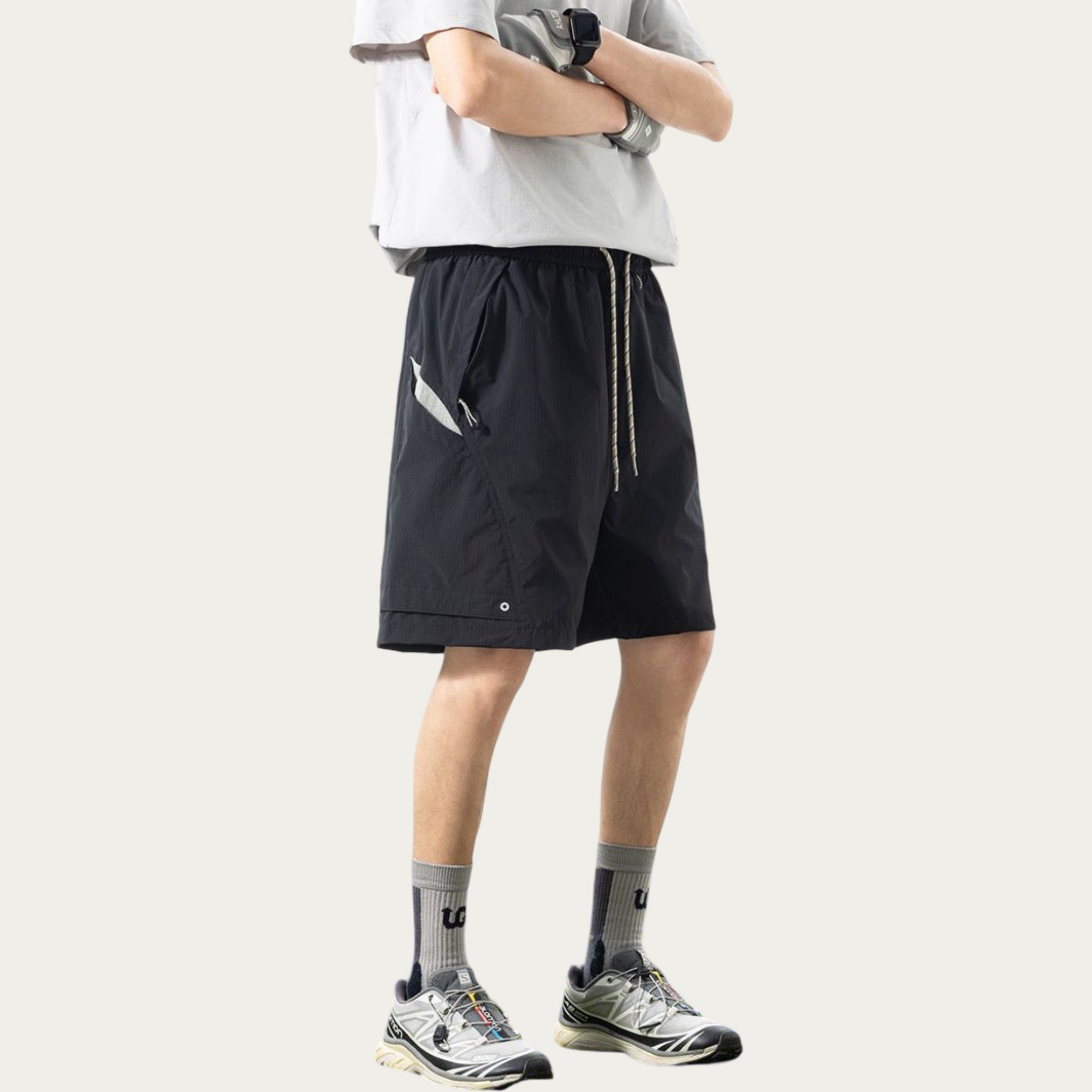 Anna-Kaci Men's Lightweight Athletic Shorts with Elastic Drawstring Waist Relaxed Fit Design and Side Pocket