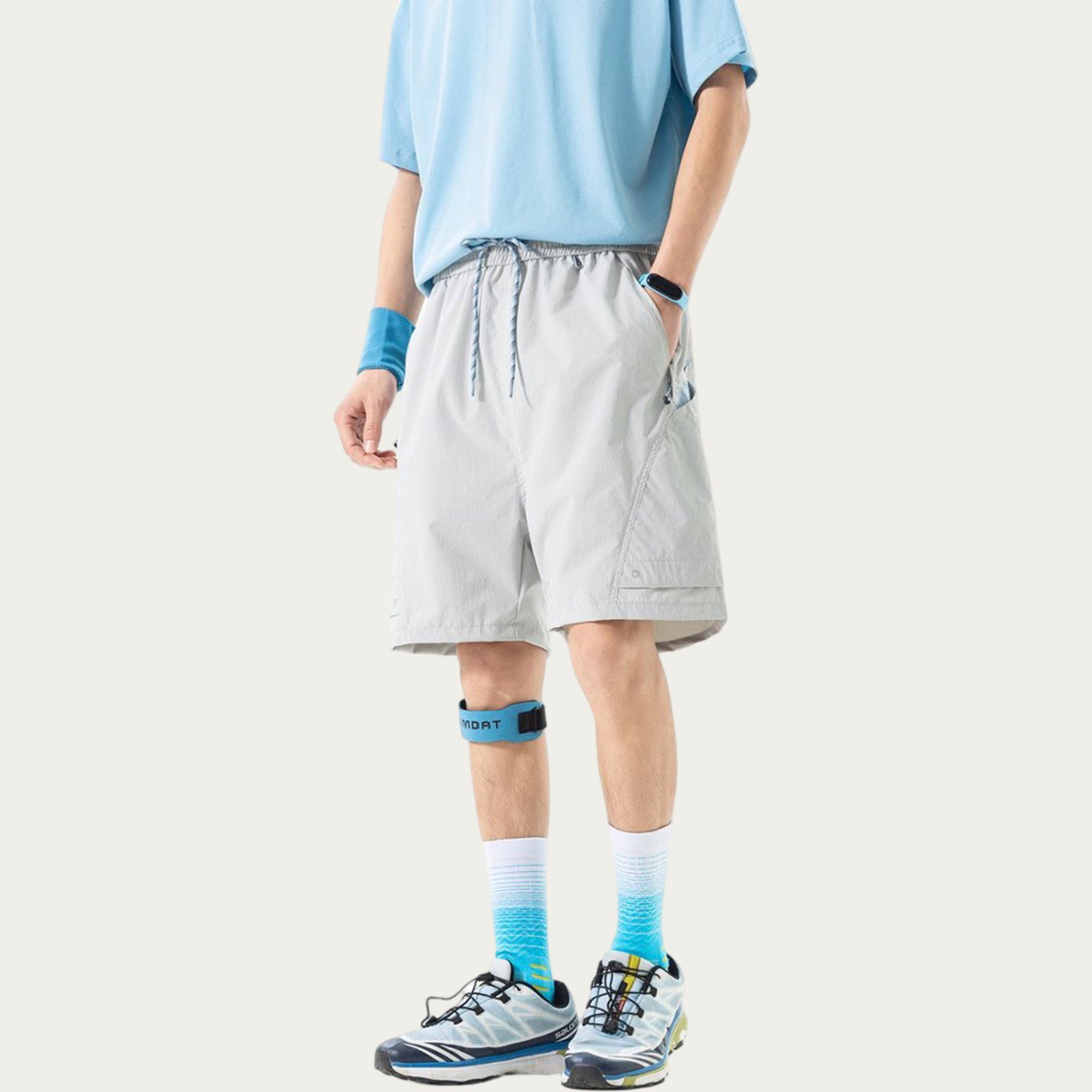 Anna-Kaci Men's Lightweight Athletic Shorts with Elastic Drawstring Waist Relaxed Fit Design and Side Pocket
