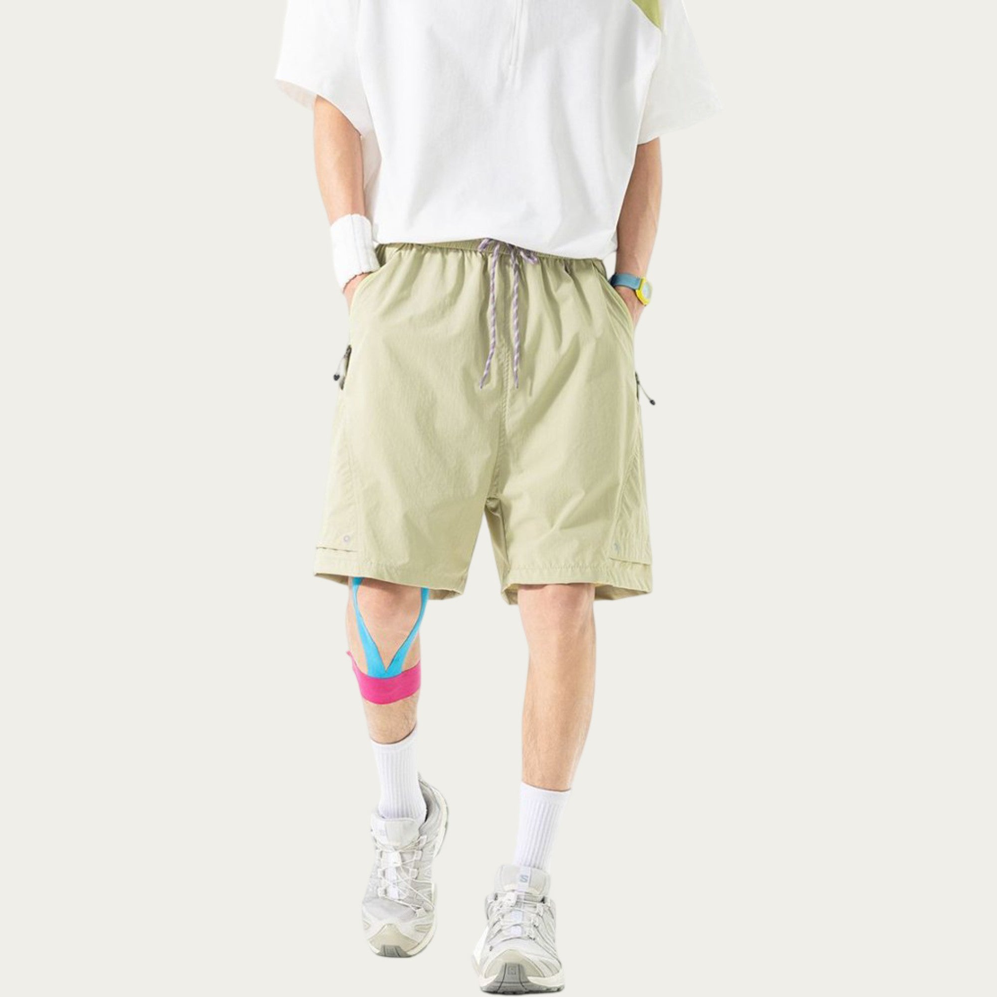 Anna-Kaci Men's Lightweight Athletic Shorts with Elastic Drawstring Waist Relaxed Fit Design and Side Pocket