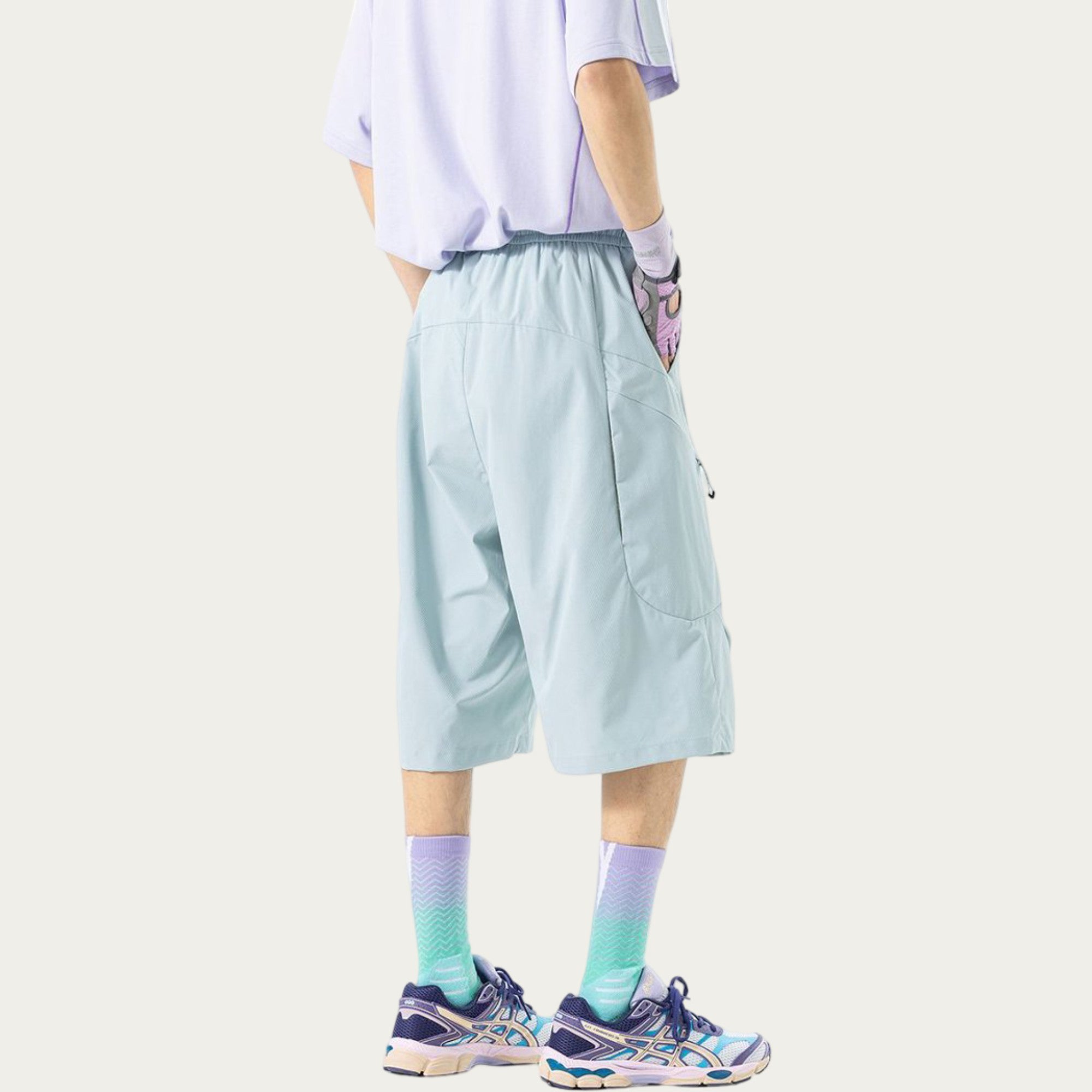 Anna-Kaci Men's Longline Athletic Shorts with Elastic Drawstring Waist Multi Zipper Pocket Design