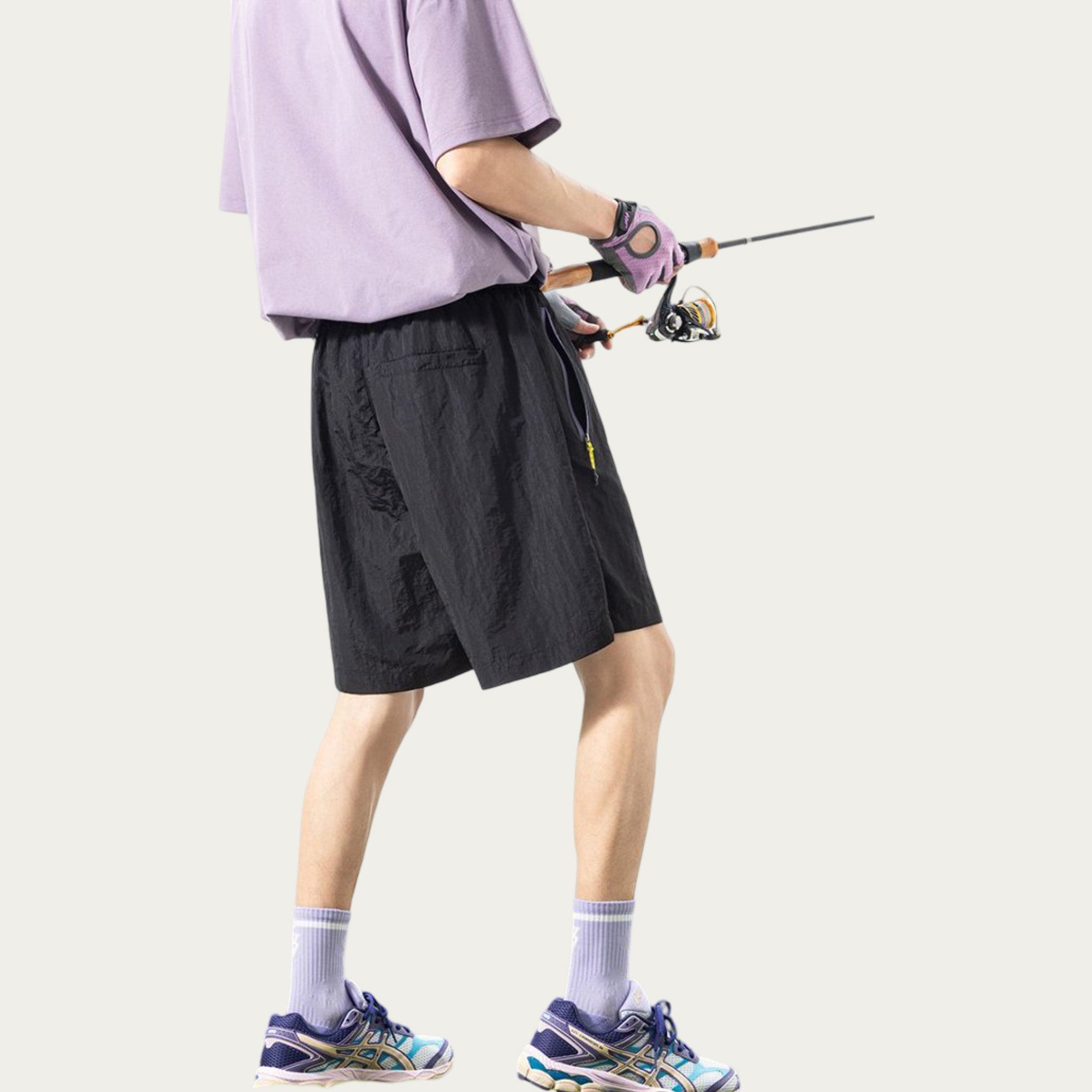 Anna-Kaci Men's Lightweight Athletic Shorts with Elastic Drawstring Waist Zipper Pocket Detail and Relaxed Fit
