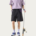 Anna-Kaci Men's Lightweight Athletic Shorts with Elastic Drawstring Waist Zipper Pocket Detail and Relaxed Fit