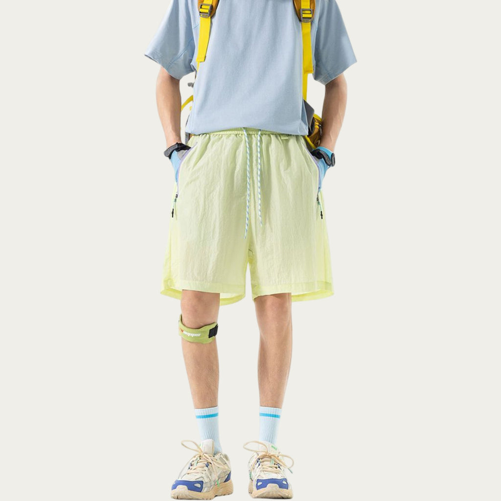 Anna-Kaci Men's Lightweight Athletic Shorts with Elastic Drawstring Waist Zipper Pocket Detail and Relaxed Fit