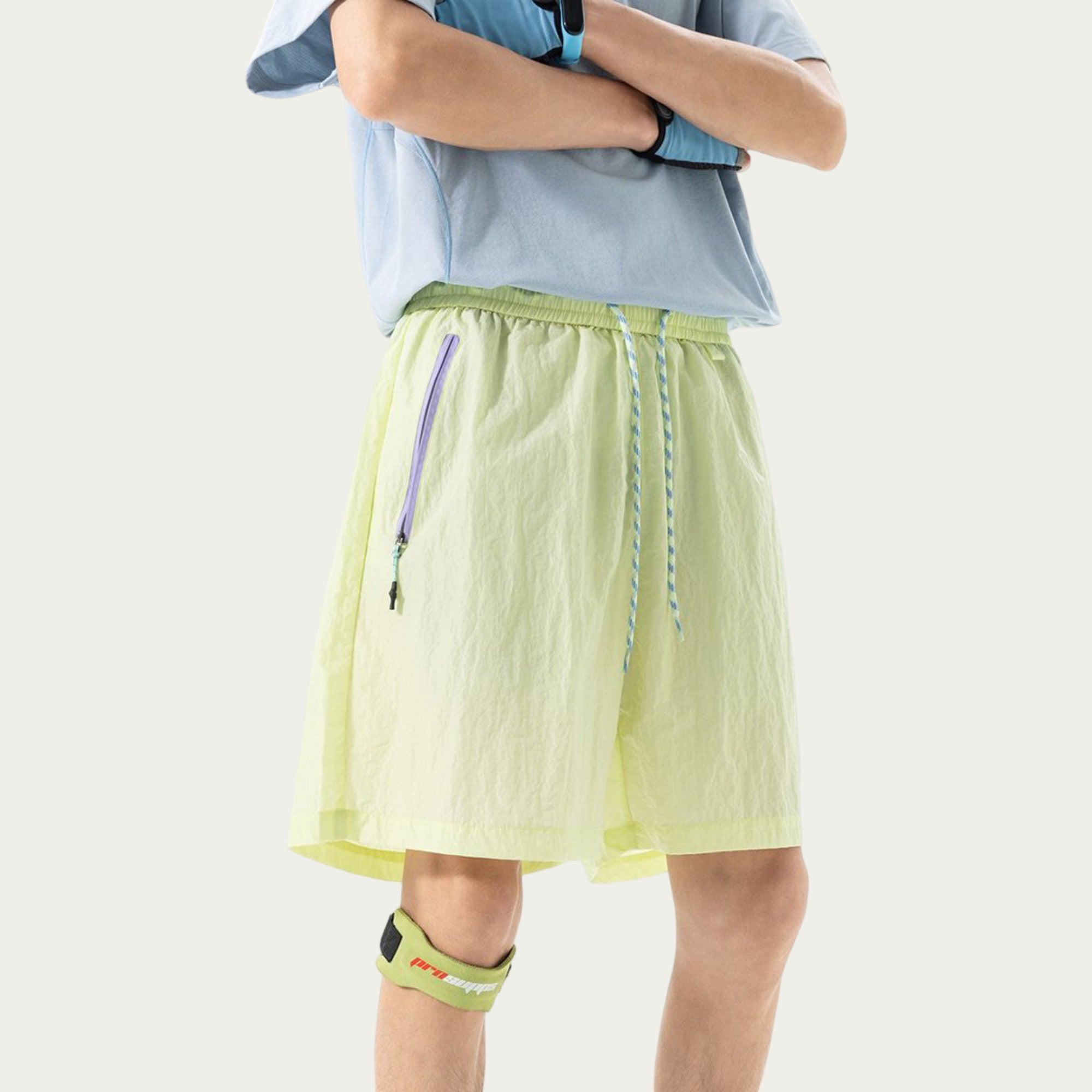 Anna-Kaci Men's Lightweight Athletic Shorts with Elastic Drawstring Waist Zipper Pocket Detail and Relaxed Fit