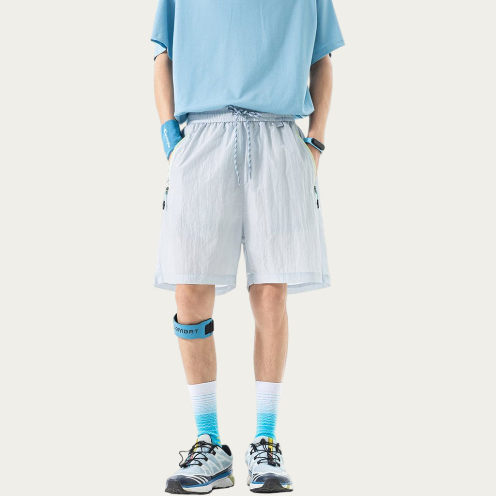 Anna-Kaci Men's Lightweight Athletic Shorts with Elastic Drawstring Waist Zipper Pocket Detail and Relaxed Fit