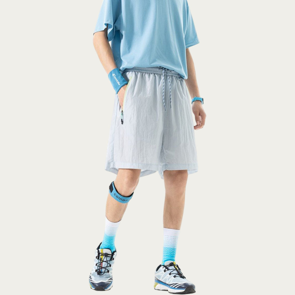 Anna-Kaci Men's Lightweight Athletic Shorts with Elastic Drawstring Waist Zipper Pocket Detail and Relaxed Fit