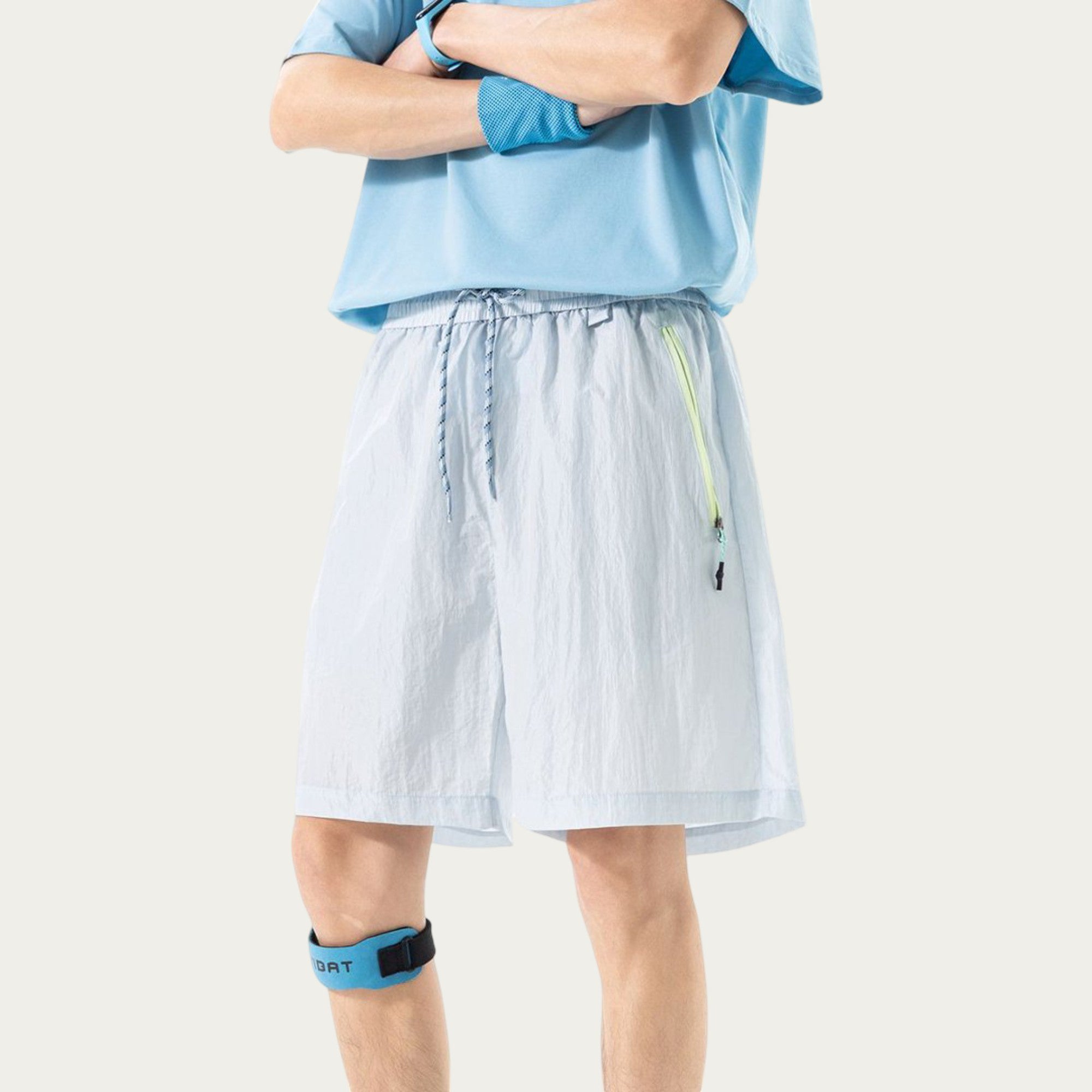 Anna-Kaci Men's Lightweight Athletic Shorts with Elastic Drawstring Waist Zipper Pocket Detail and Relaxed Fit