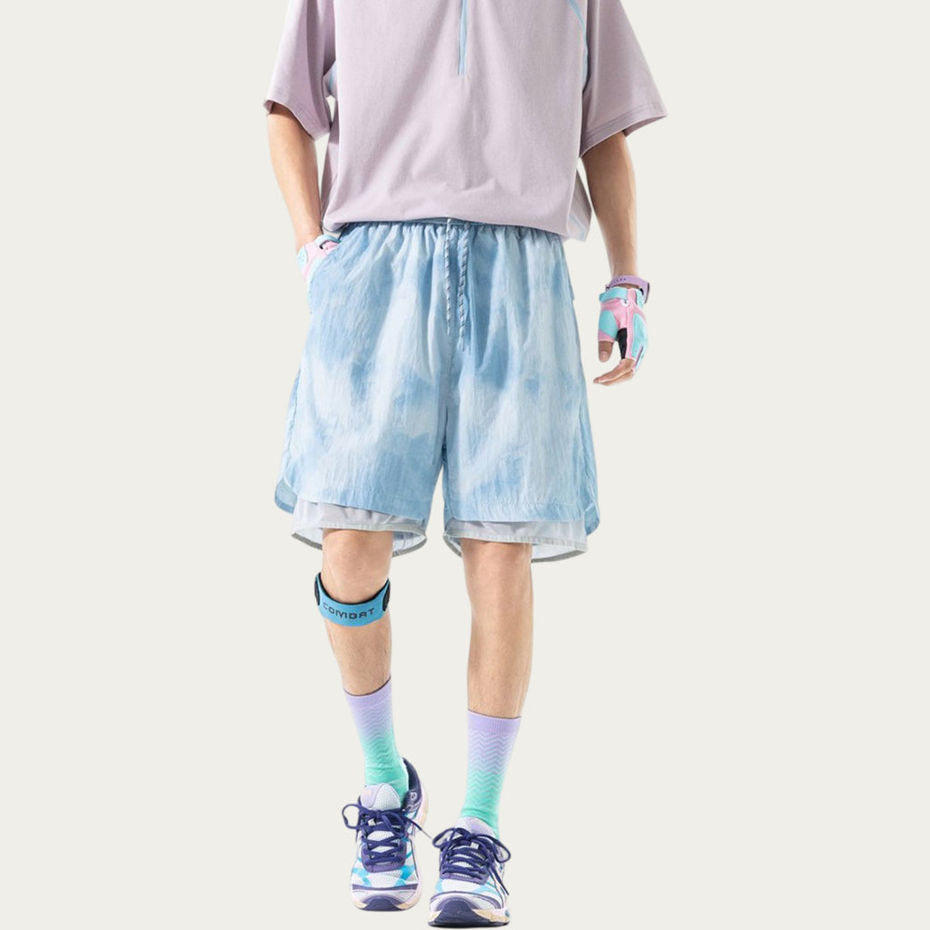 Anna-Kaci Men's Lightweight Athletic Shorts with Elastic Drawstring Waist Mesh Lining Detail and Relaxed Fit