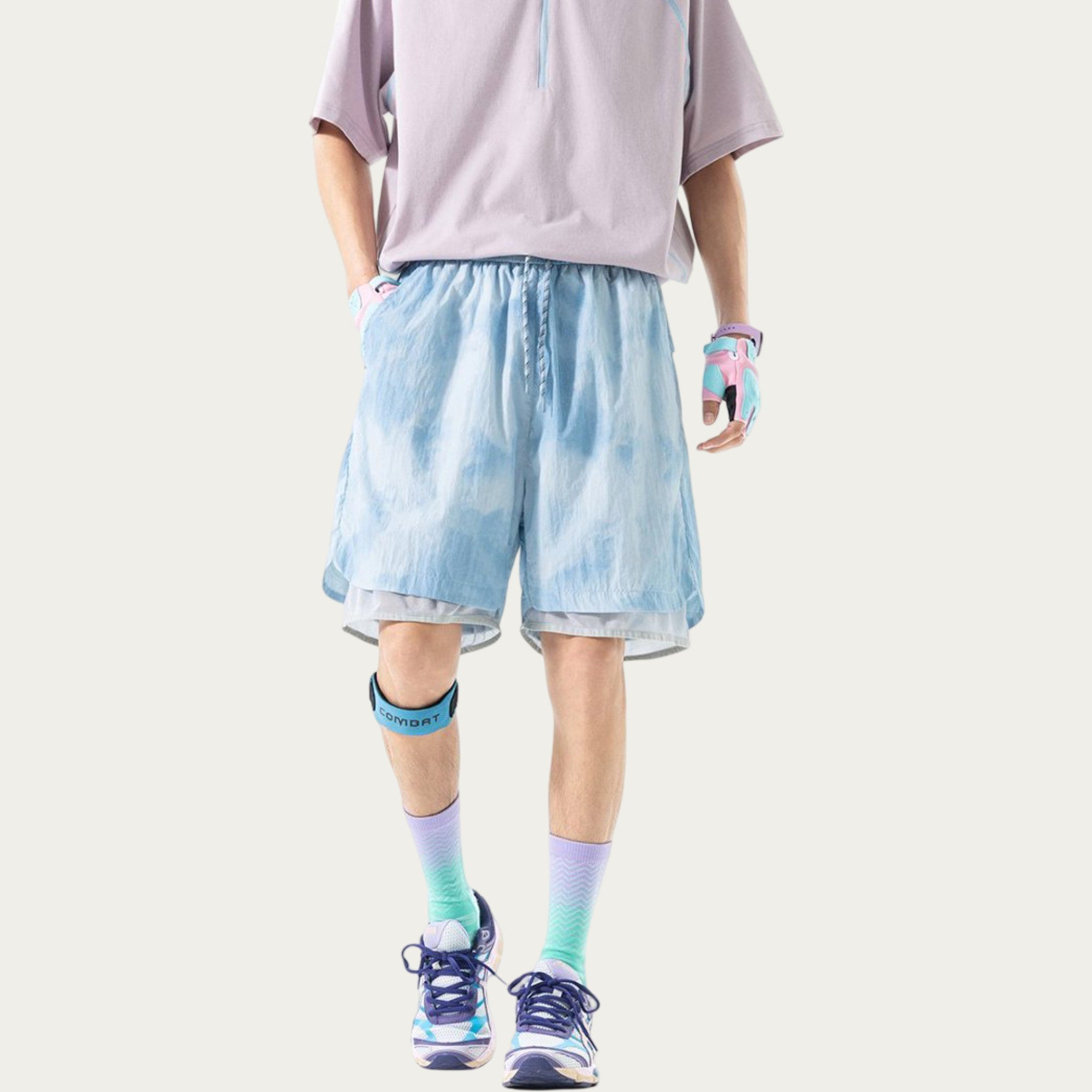Anna-Kaci Men's Lightweight Athletic Shorts with Elastic Drawstring Waist Mesh Lining Detail and Relaxed Fit
