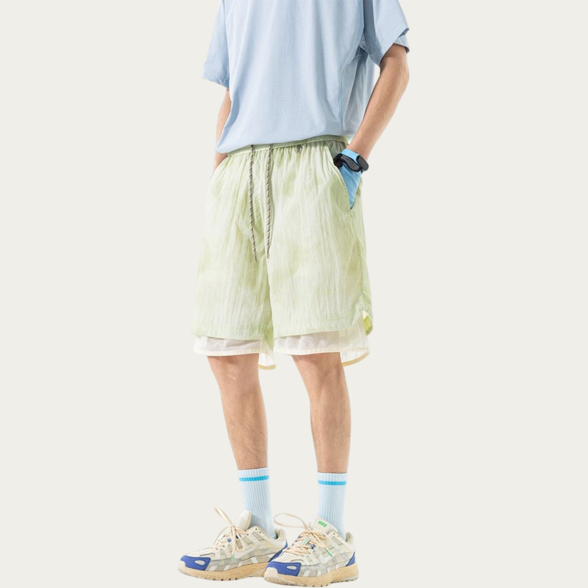 Anna-Kaci Men's Lightweight Athletic Shorts with Elastic Drawstring Waist Mesh Lining Detail and Relaxed Fit