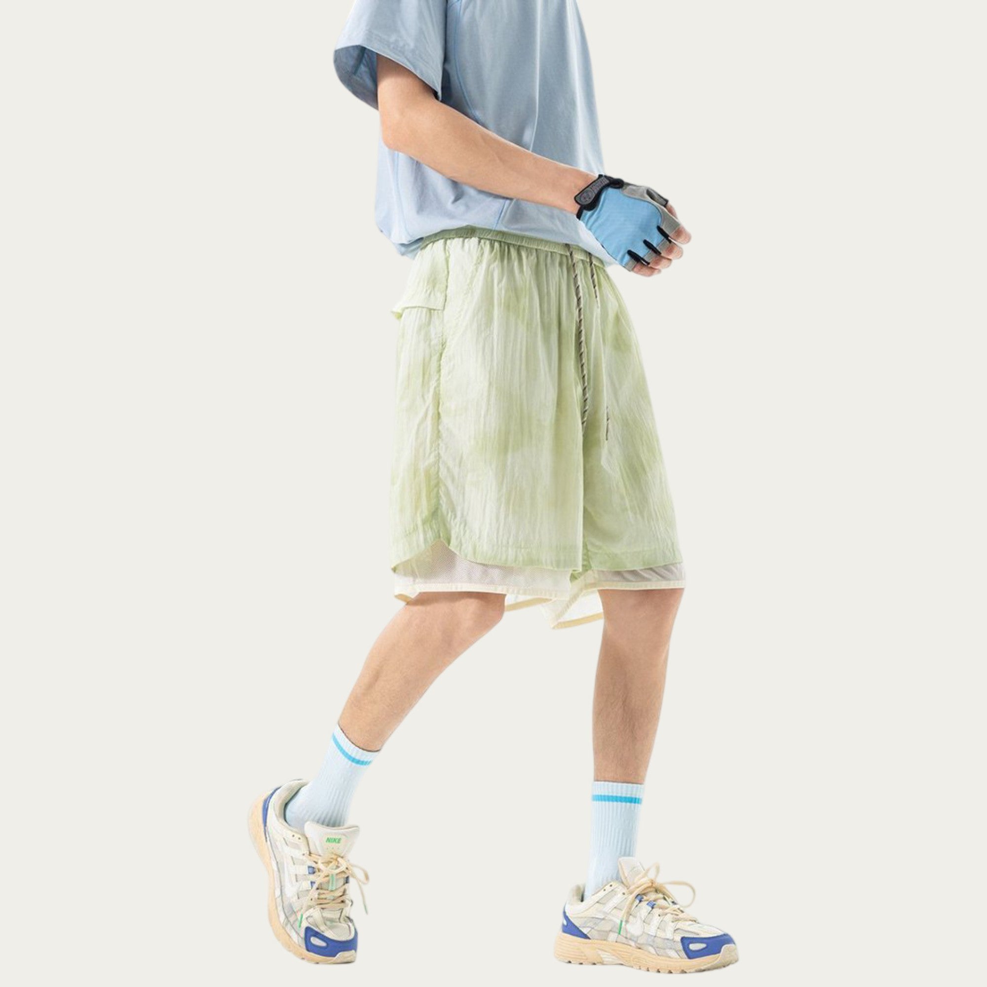 Anna-Kaci Men's Lightweight Athletic Shorts with Elastic Drawstring Waist Mesh Lining Detail and Relaxed Fit