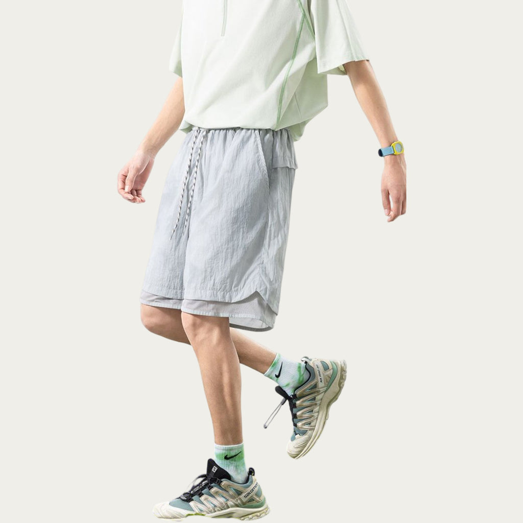 Anna-Kaci Men's Lightweight Athletic Shorts with Elastic Drawstring Waist Mesh Lining Detail and Relaxed Fit