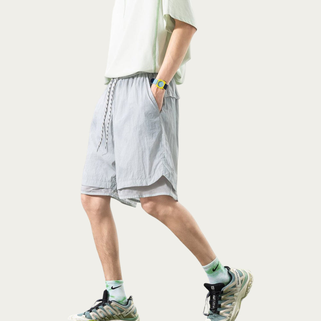 Anna-Kaci Men's Lightweight Athletic Shorts with Elastic Drawstring Waist Mesh Lining Detail and Relaxed Fit