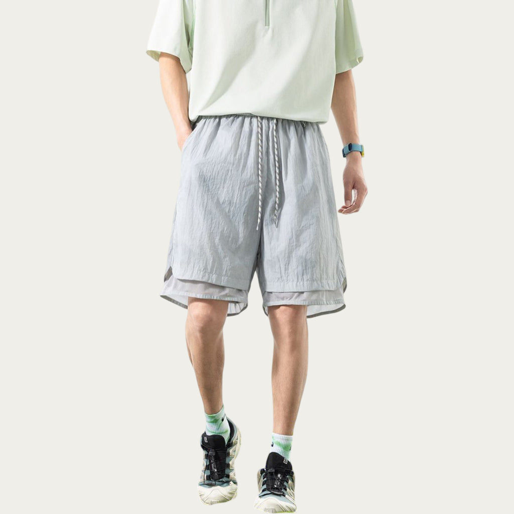 Anna-Kaci Men's Lightweight Athletic Shorts with Elastic Drawstring Waist Mesh Lining Detail and Relaxed Fit