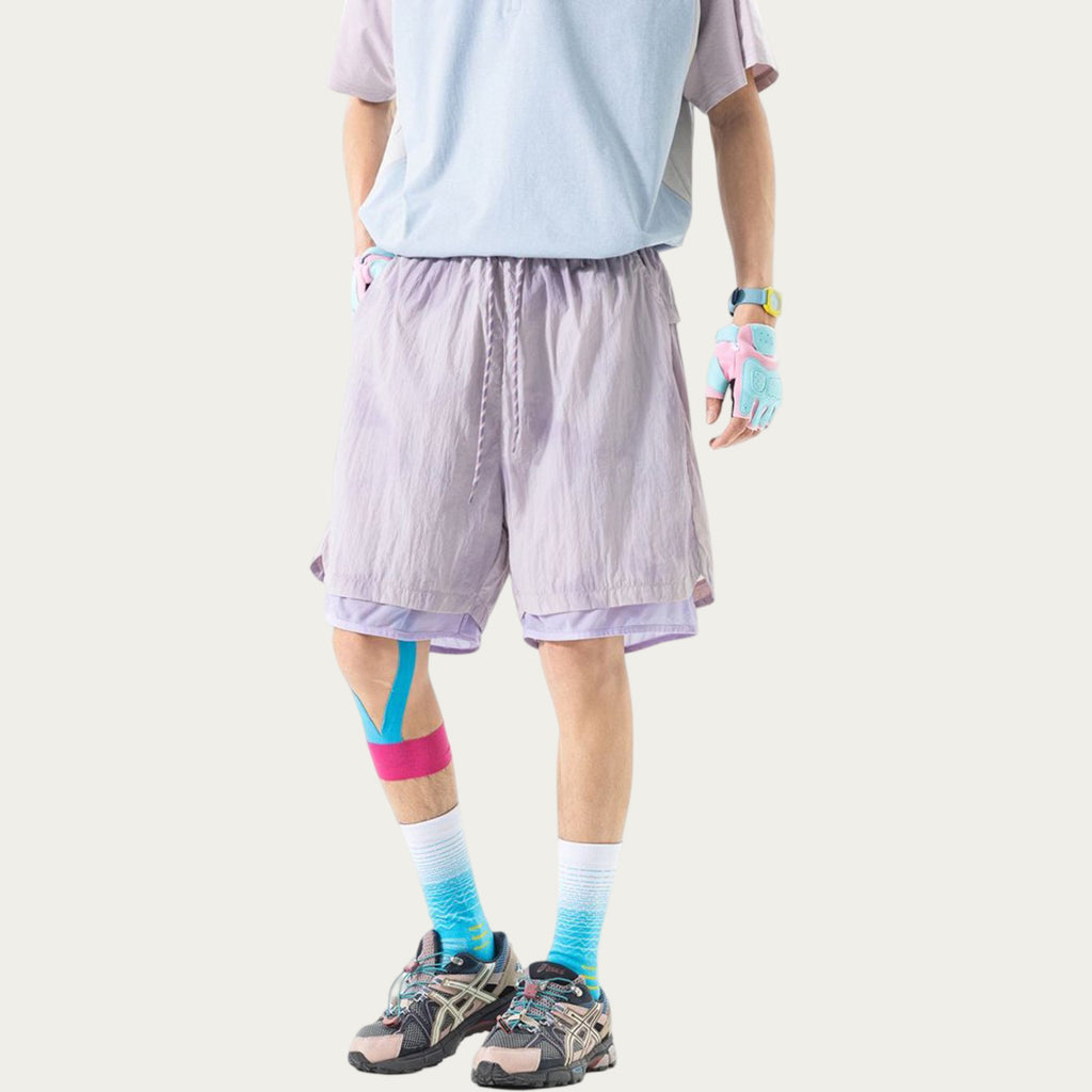 Anna-Kaci Men's Lightweight Athletic Shorts with Elastic Drawstring Waist Mesh Lining Detail and Relaxed Fit