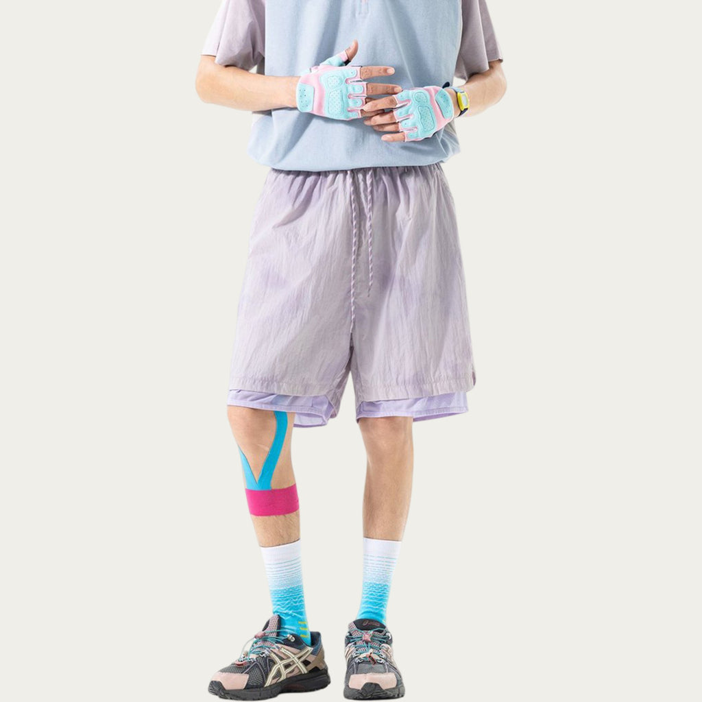Anna-Kaci Men's Lightweight Athletic Shorts with Elastic Drawstring Waist Mesh Lining Detail and Relaxed Fit