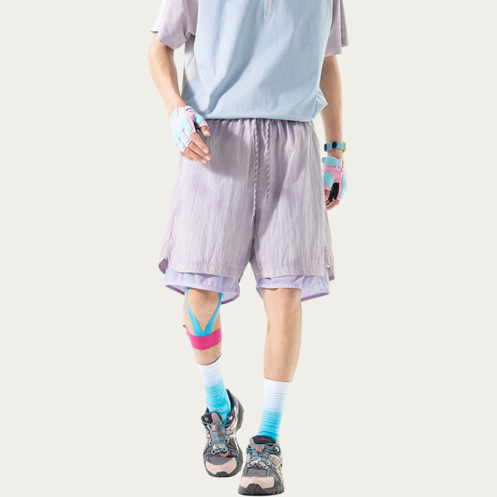 Anna-Kaci Men's Lightweight Athletic Shorts with Elastic Drawstring Waist Mesh Lining Detail and Relaxed Fit