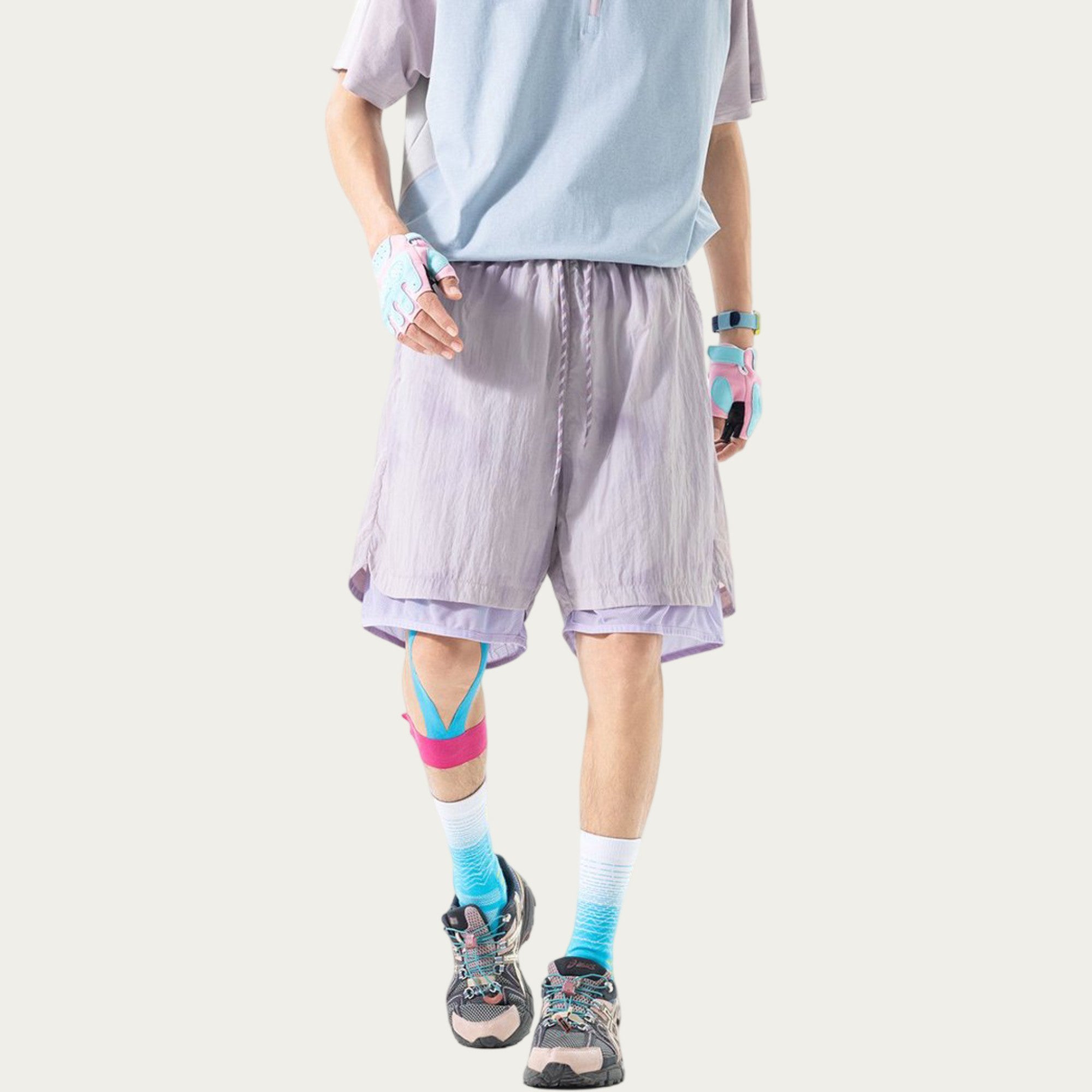 Anna-Kaci Men's Lightweight Athletic Shorts with Elastic Drawstring Waist Mesh Lining Detail and Relaxed Fit