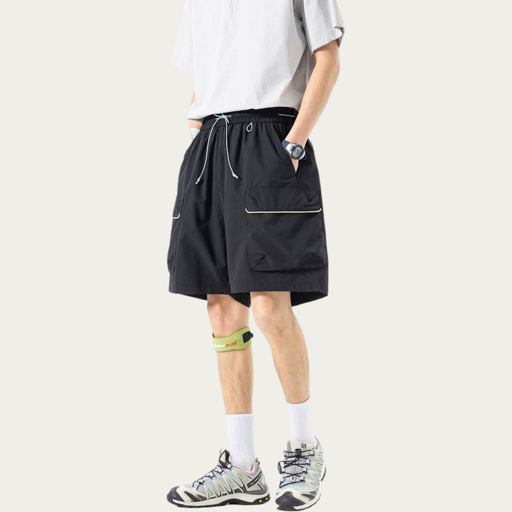 Anna-Kaci Men's Lightweight Cargo Athletic Shorts with Elastic Drawstring Waist Flap Pocket Design