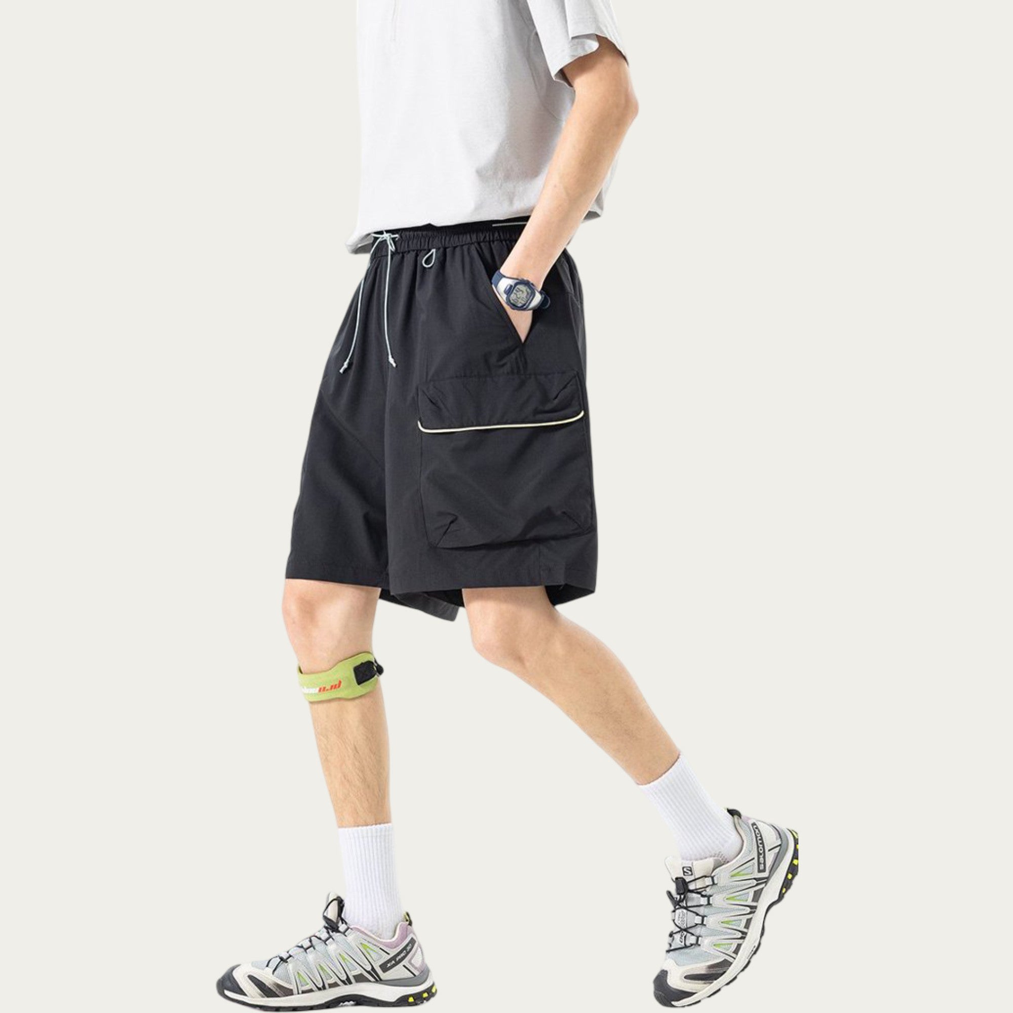 Anna-Kaci Men's Lightweight Cargo Athletic Shorts with Elastic Drawstring Waist Flap Pocket Design