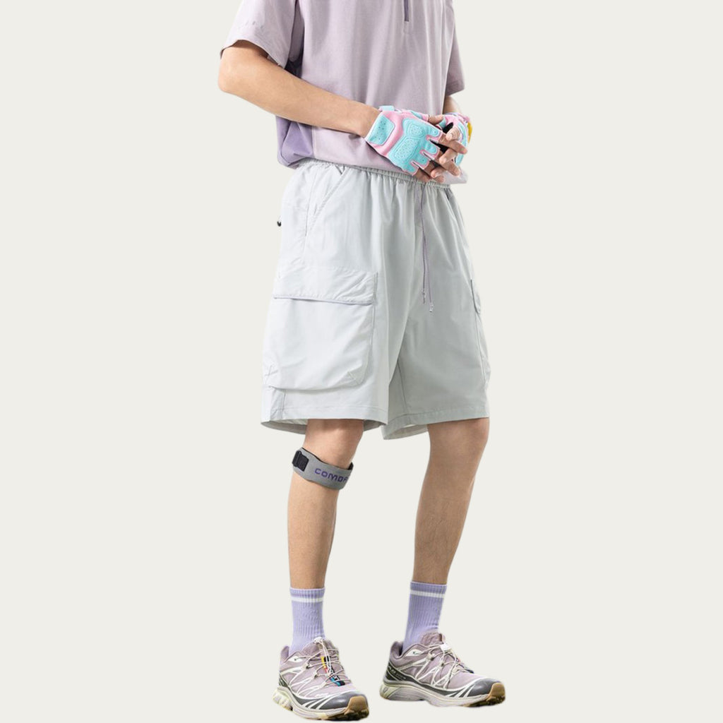 Anna-Kaci Men's Lightweight Cargo Athletic Shorts with Elastic Drawstring Waist Flap Pocket Design