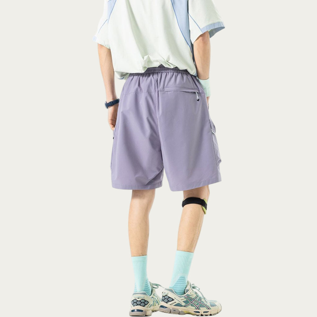 Anna-Kaci Men's Lightweight Cargo Athletic Shorts with Elastic Drawstring Waist Flap Pocket Design