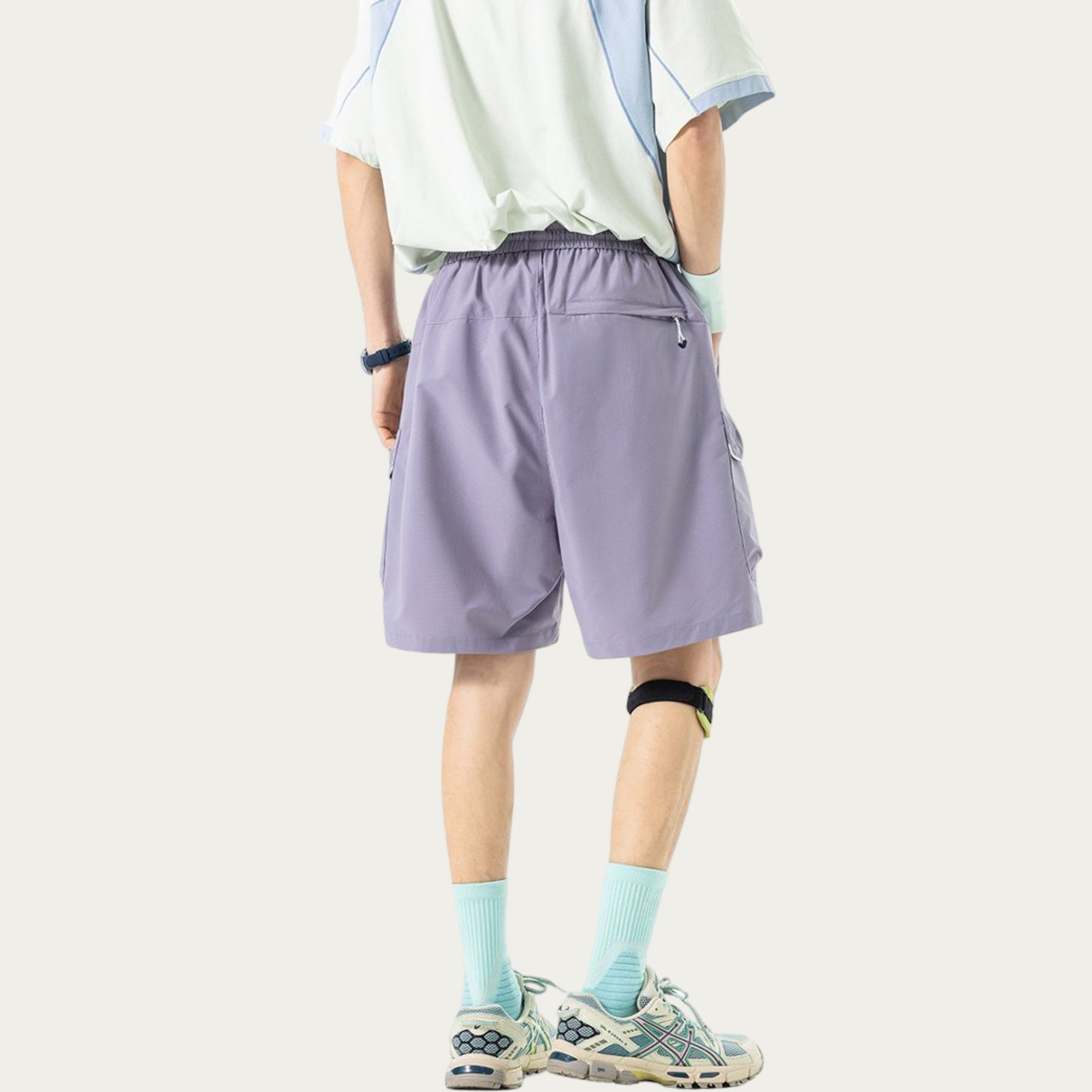 Anna-Kaci Men's Lightweight Cargo Athletic Shorts with Elastic Drawstring Waist Flap Pocket Design