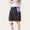 Anna-Kaci Men's Colorblock Athletic Shorts with Elastic Drawstring Waist Zipper Pocket Detail