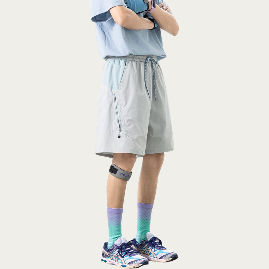 Anna-Kaci Men's Colorblock Athletic Shorts with Elastic Drawstring Waist Zipper Pocket Detail