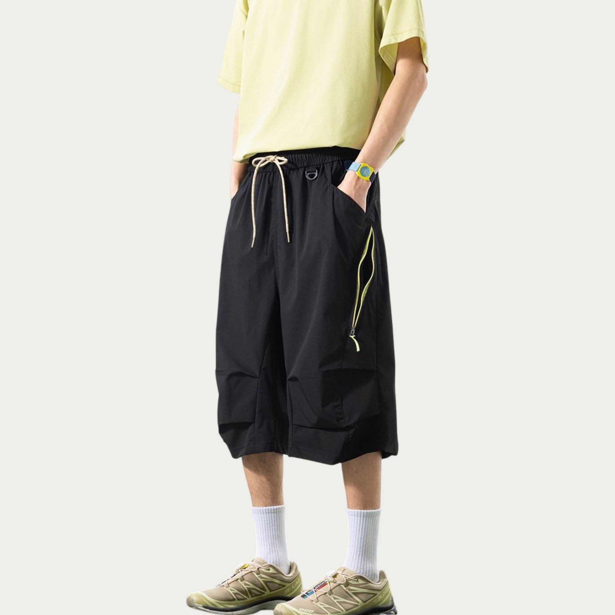 Anna-Kaci Men's Lightweight Cargo Athletic Shorts with Elastic Drawstring Waist Multi Pocket Design
