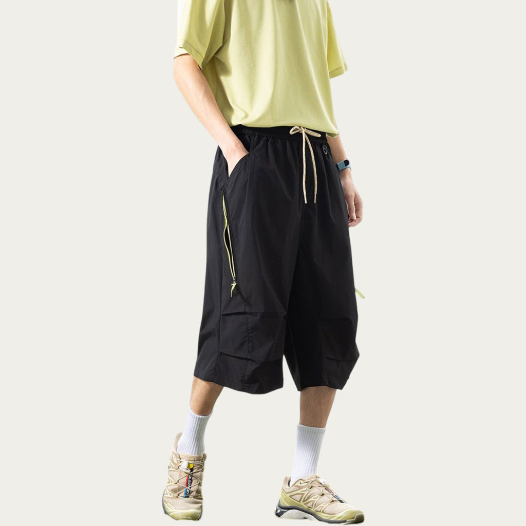 Anna-Kaci Men's Lightweight Cargo Athletic Shorts with Elastic Drawstring Waist Multi Pocket Design