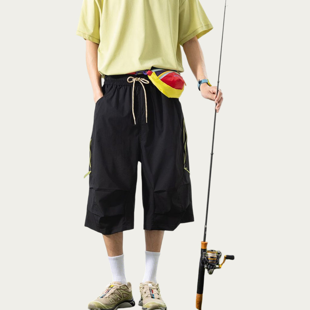 Anna-Kaci Men's Lightweight Cargo Athletic Shorts with Elastic Drawstring Waist Multi Pocket Design