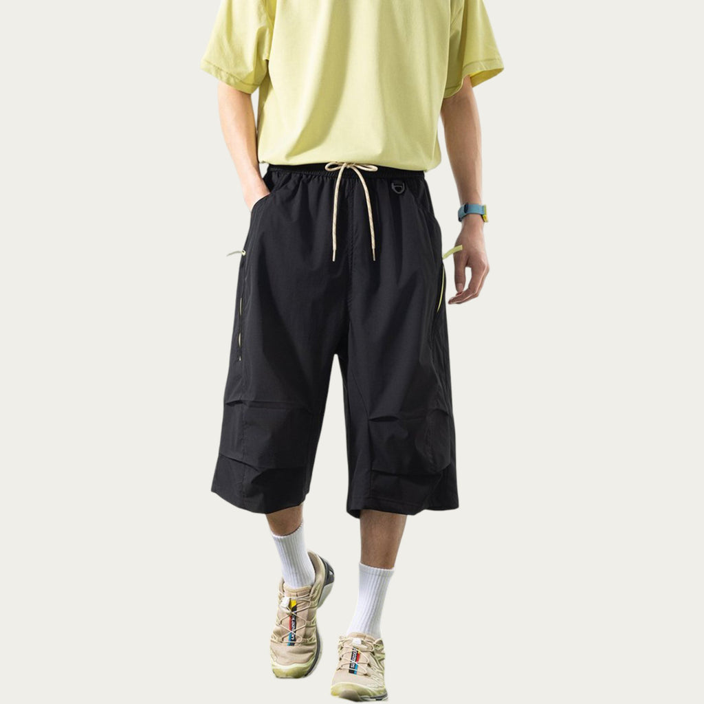 Anna-Kaci Men's Lightweight Cargo Athletic Shorts with Elastic Drawstring Waist Multi Pocket Design