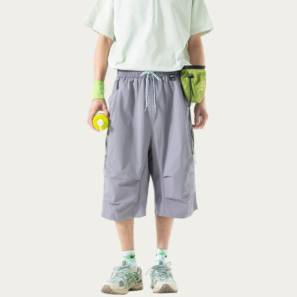Anna-Kaci Men's Lightweight Cargo Athletic Shorts with Elastic Drawstring Waist Multi Pocket Design