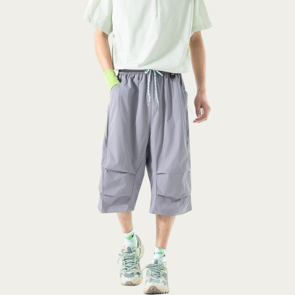 Anna-Kaci Men's Lightweight Cargo Athletic Shorts with Elastic Drawstring Waist Multi Pocket Design
