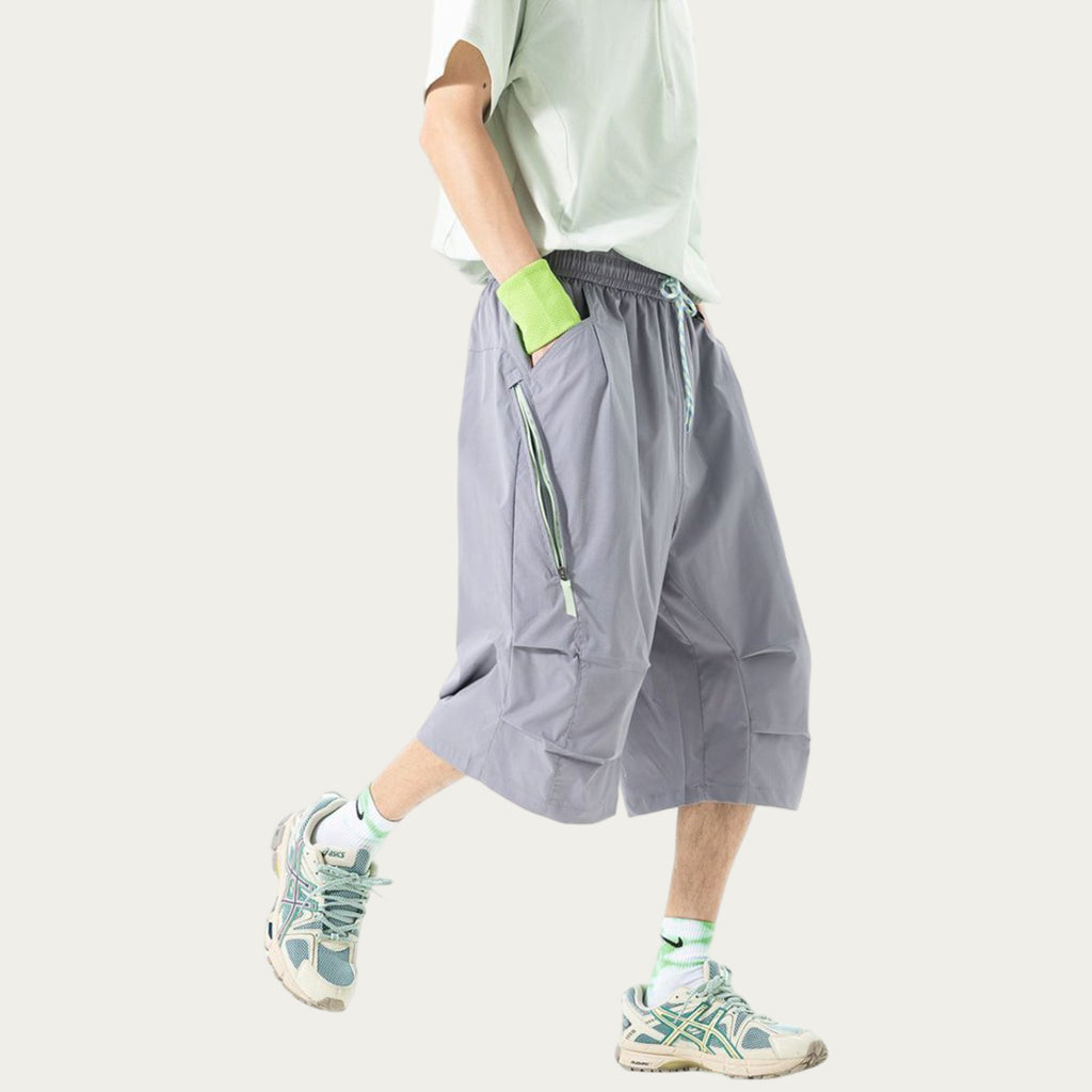 Anna-Kaci Men's Lightweight Cargo Athletic Shorts with Elastic Drawstring Waist Multi Pocket Design
