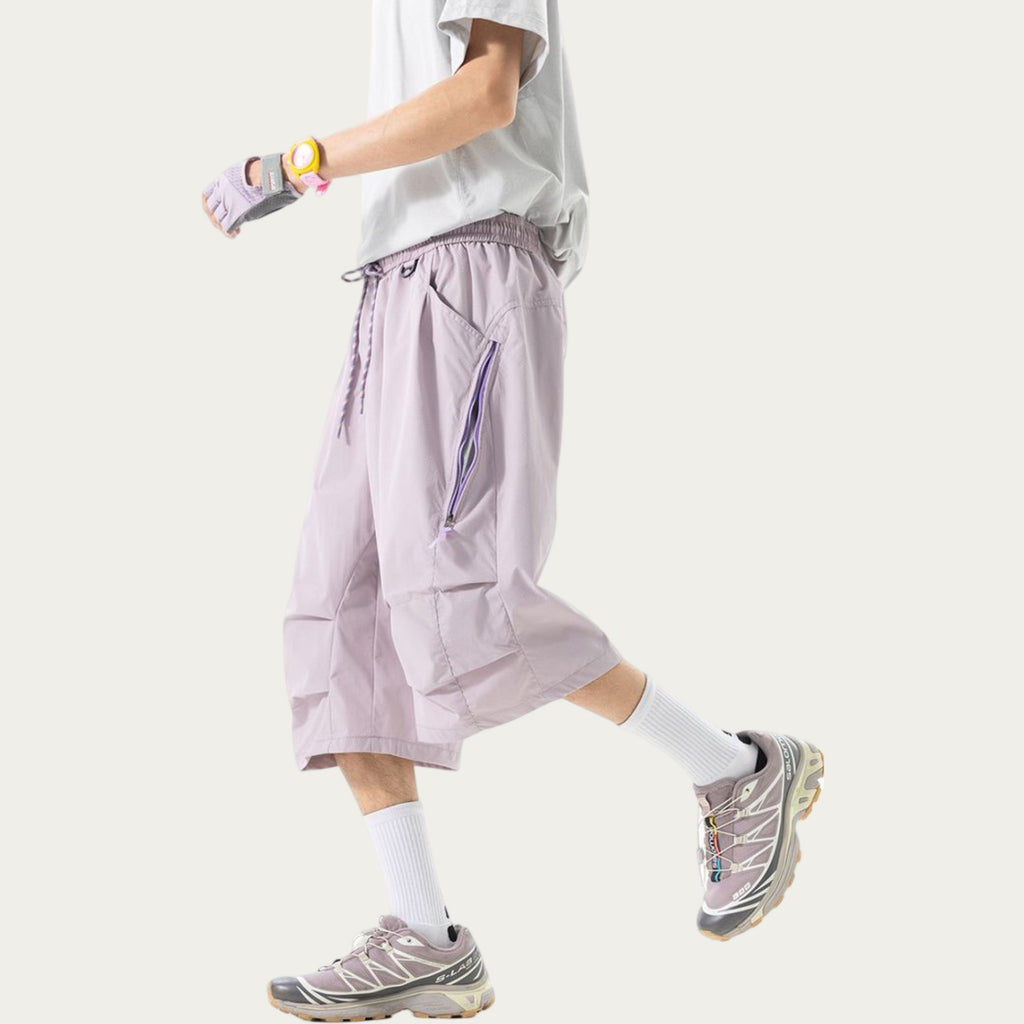 Anna-Kaci Men's Lightweight Cargo Athletic Shorts with Elastic Drawstring Waist Multi Pocket Design