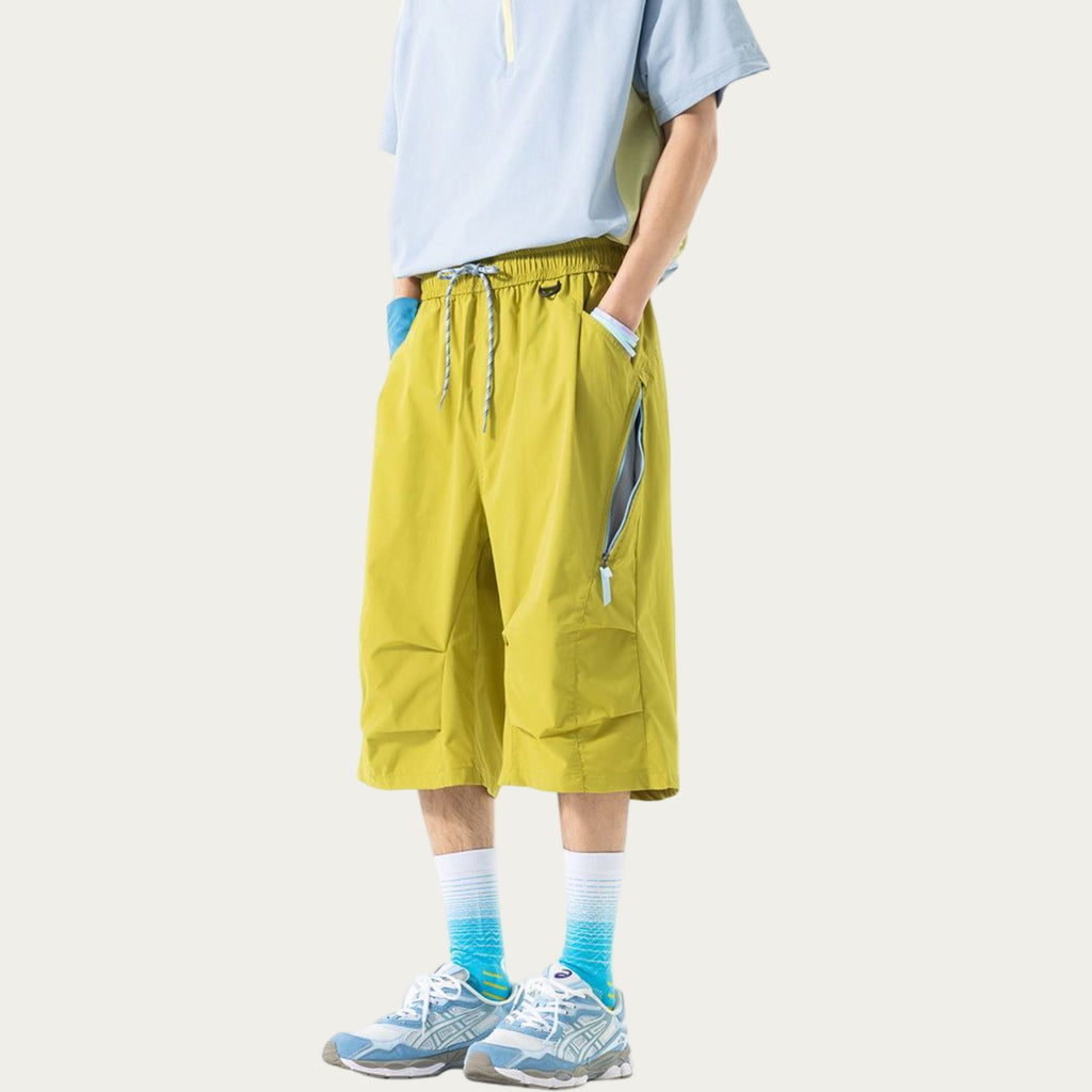 Anna-Kaci Men's Lightweight Cargo Athletic Shorts with Elastic Drawstring Waist Multi Pocket Design