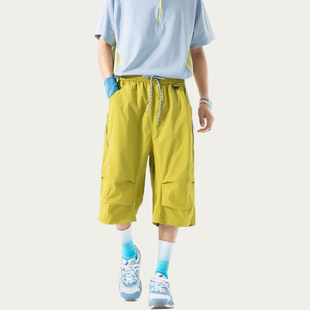 Anna-Kaci Men's Lightweight Cargo Athletic Shorts with Elastic Drawstring Waist Multi Pocket Design