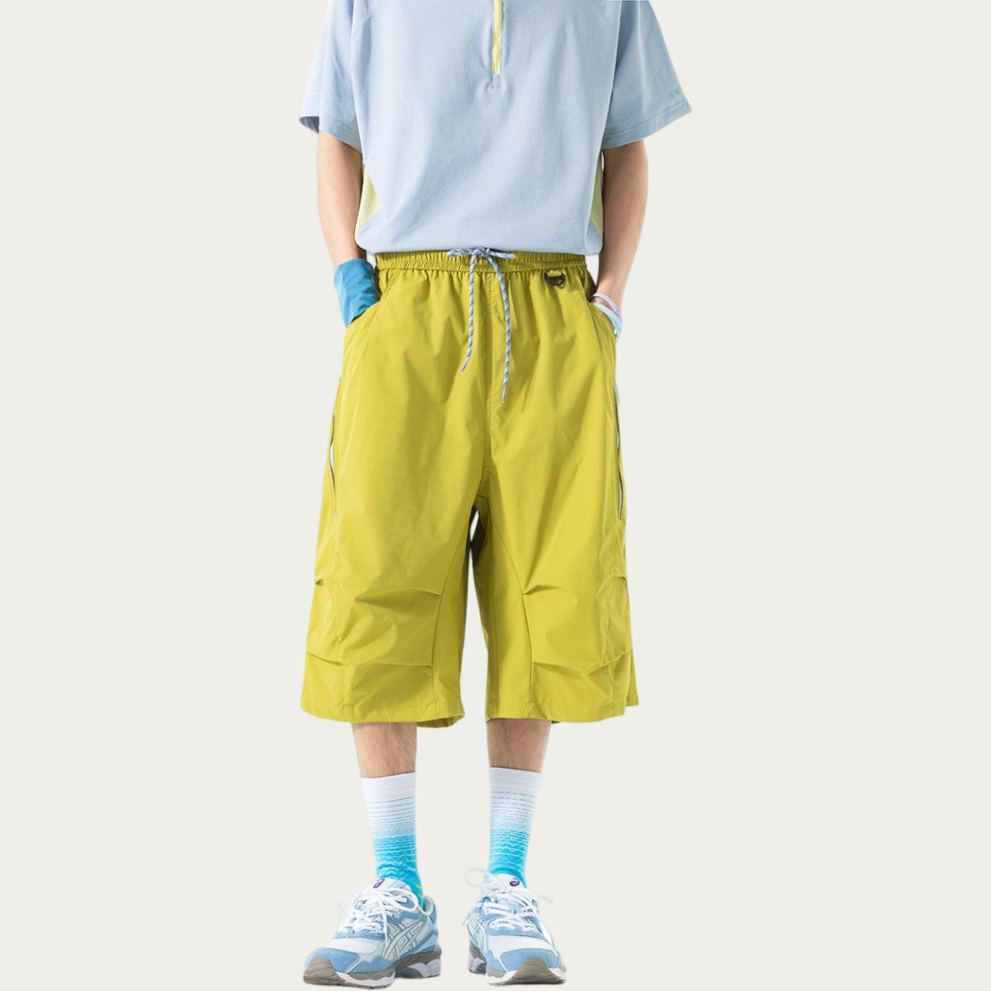 Anna-Kaci Men's Lightweight Cargo Athletic Shorts with Elastic Drawstring Waist Multi Pocket Design