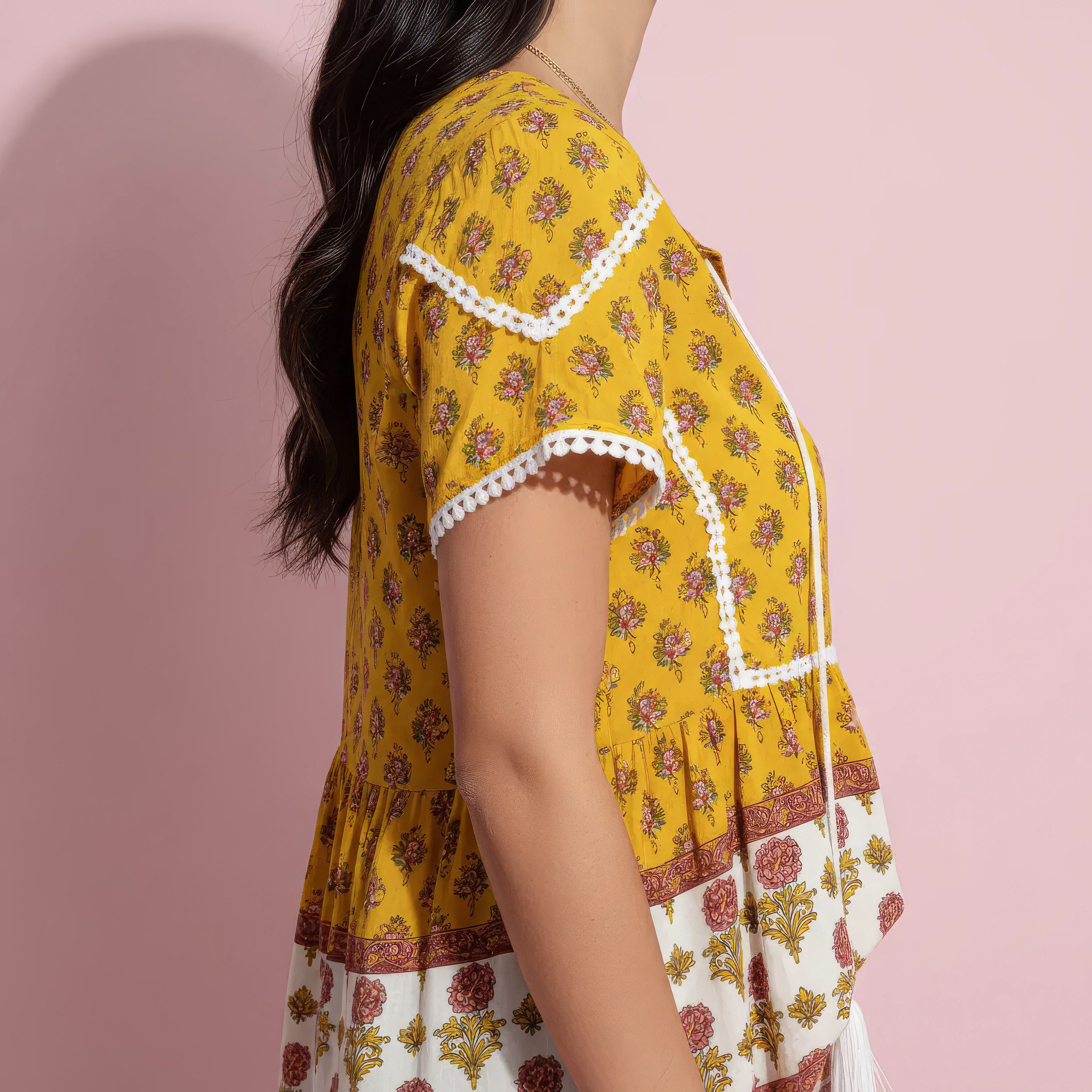 Crochet Trim Floral Boho Blouse