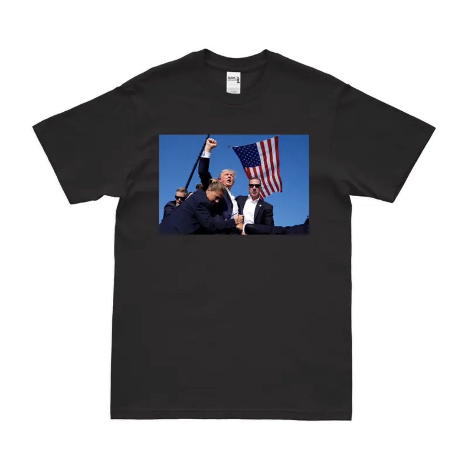 Camiseta gráfica de verano con estampado de bandera patriótica e imagen histórica