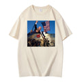 Camiseta gráfica con estampado dual de bandera histórica y patriótica
