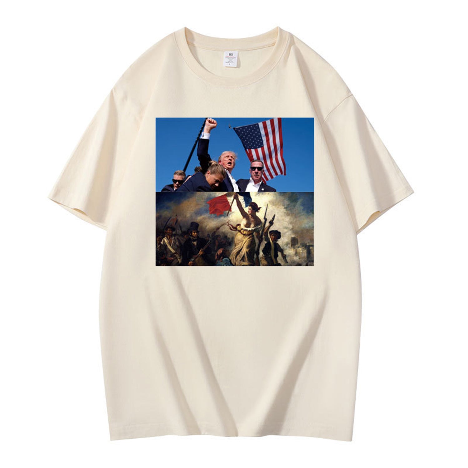 Camiseta gráfica con estampado dual de bandera histórica y patriótica