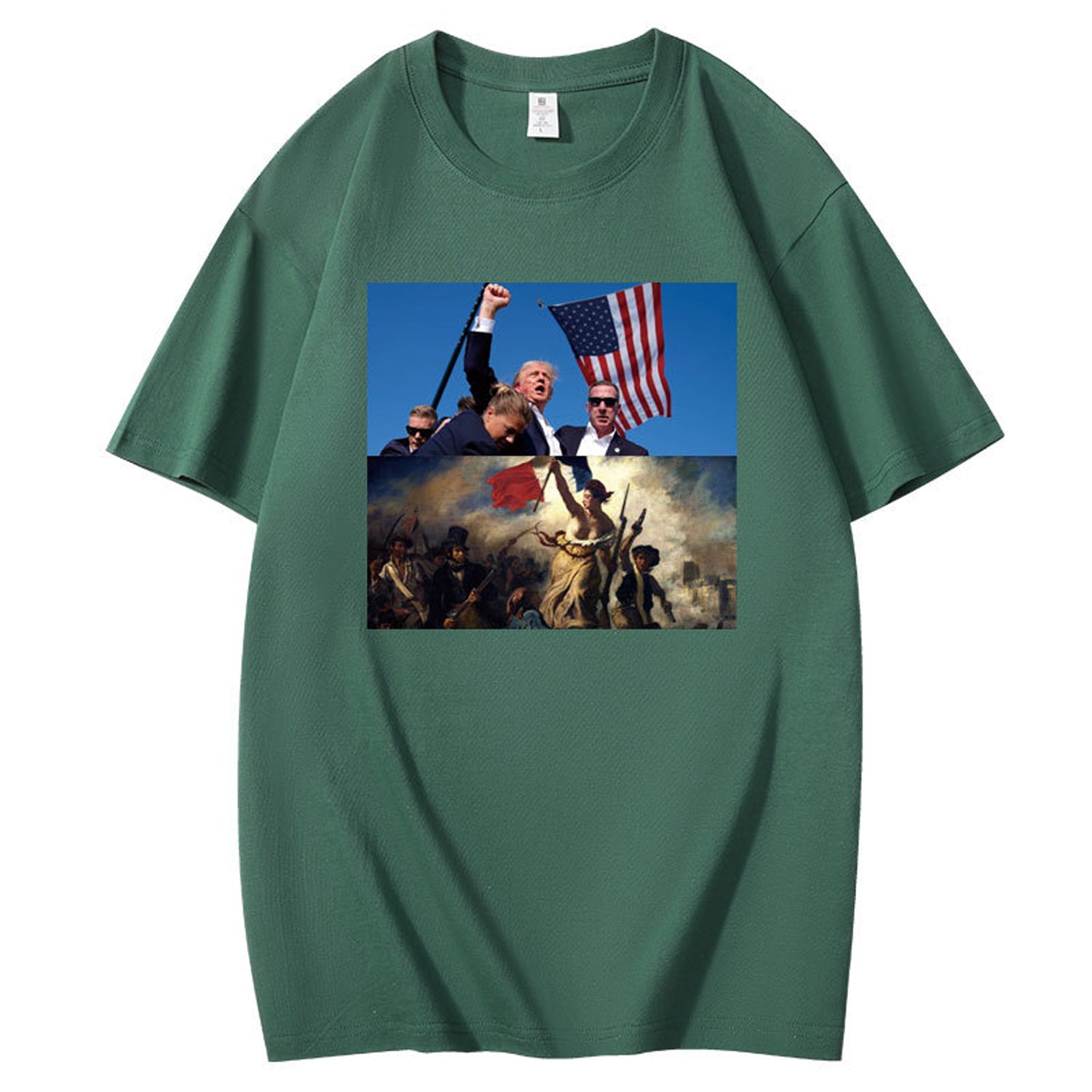 Camiseta gráfica con estampado dual de bandera histórica y patriótica