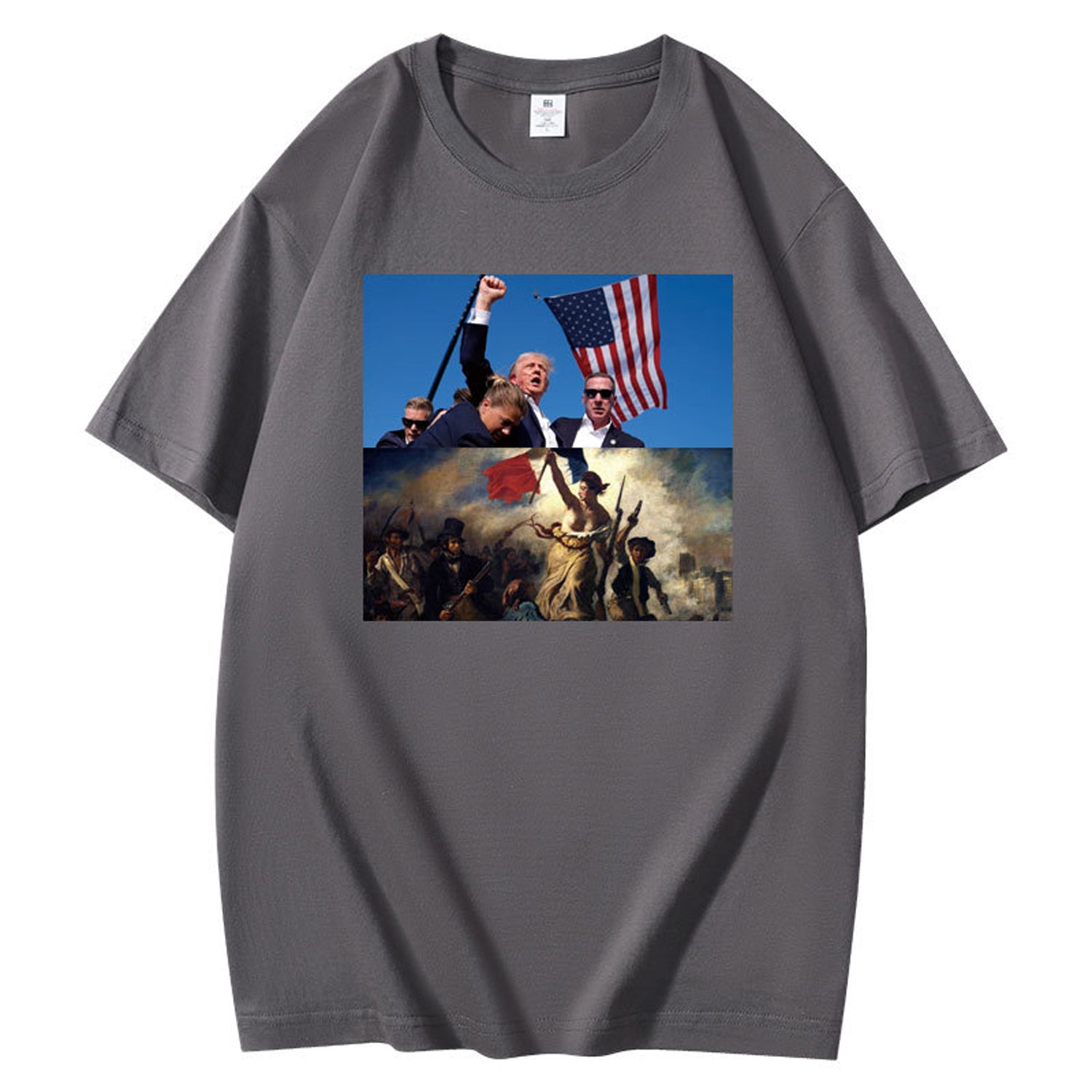 Camiseta gráfica con estampado dual de bandera histórica y patriótica