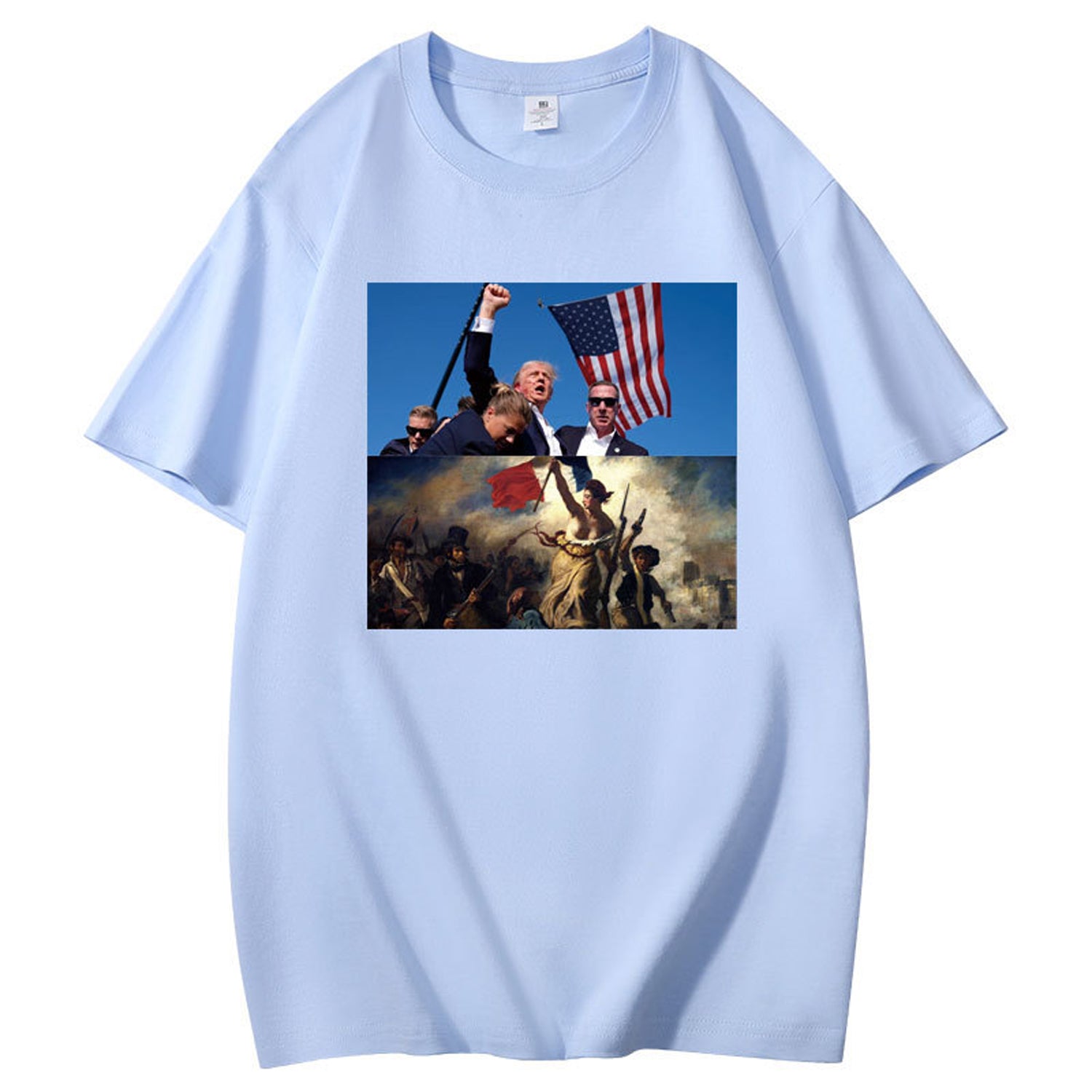 Camiseta gráfica con estampado dual de bandera histórica y patriótica