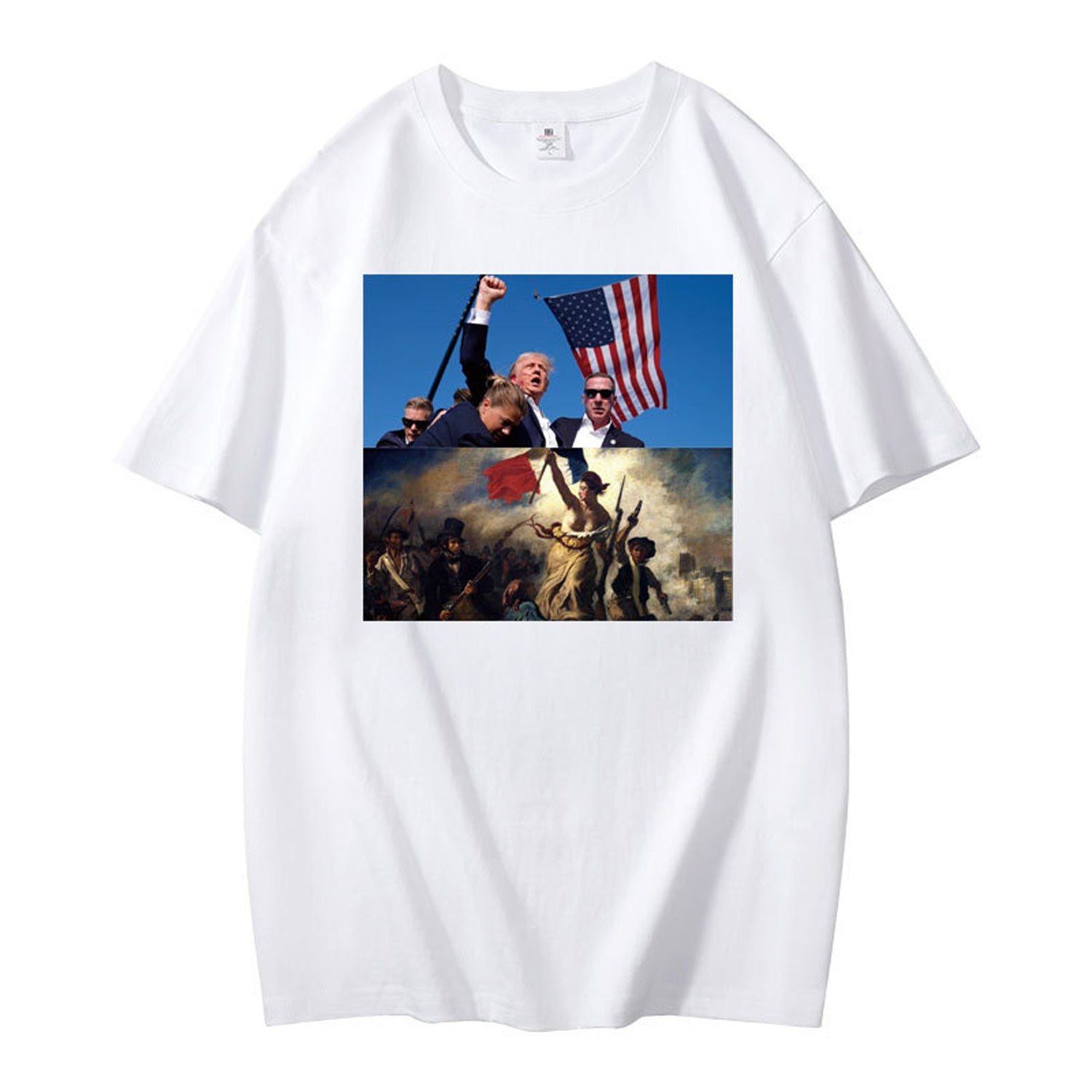 Camiseta gráfica con estampado dual de bandera histórica y patriótica