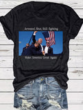 Camiseta gráfica con el diseño patriótico de Trump: Arrestado por disparos y aún luchando